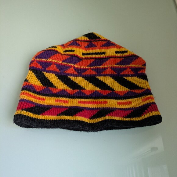 Smiley Wool Hat – Made in USA, Color Pattern Design, Used Good Condition - Picture 2 of 7